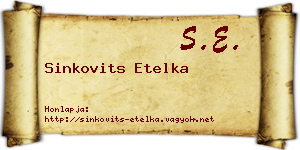 Sinkovits Etelka névjegykártya